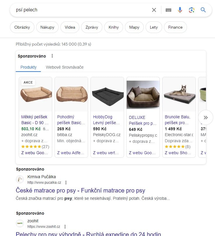 Nákupy Google vo výsledkoch vyhľadávania