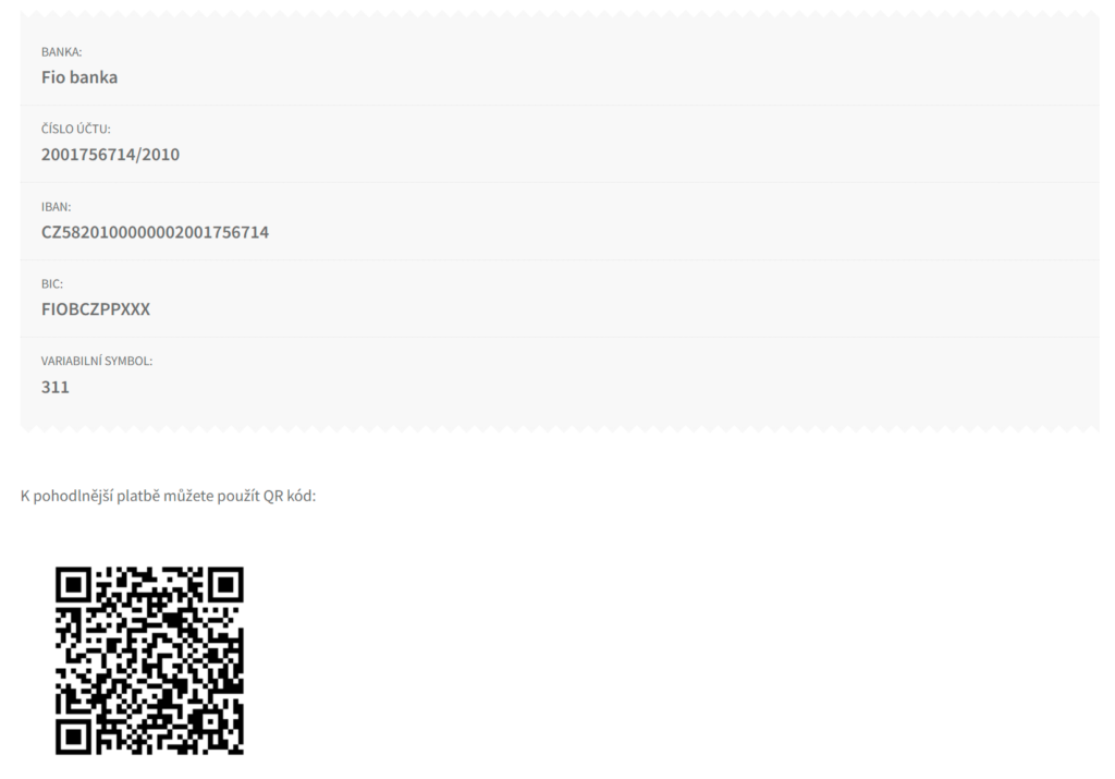 Zobrazenie QR kódu na platbu bankovým prevodom v pokladni WooCommerce