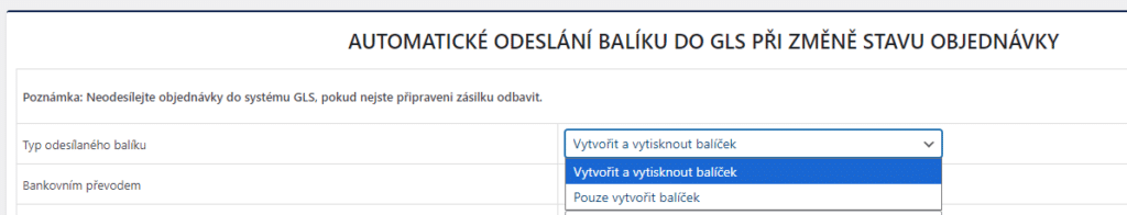 gls automatické odosielanie