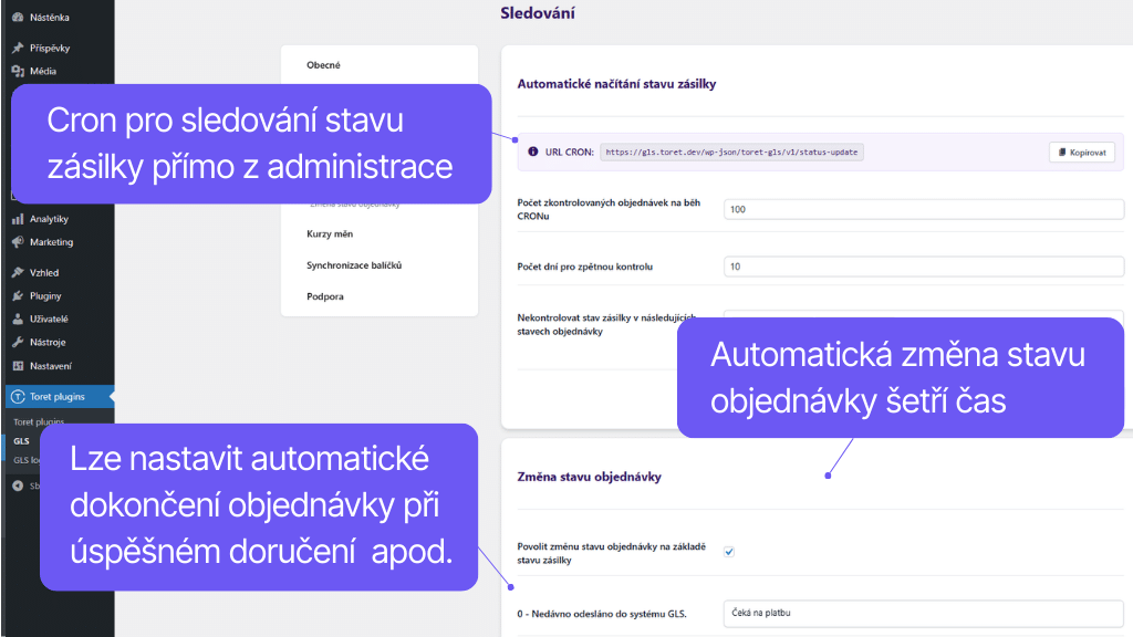 Plugin Toret GLS pre WooCommerce - nastavenie automatizácie (2)