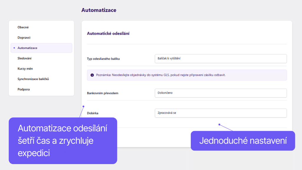 Plugin Toret GLS pre WooCommerce - nastavenie automatizácie