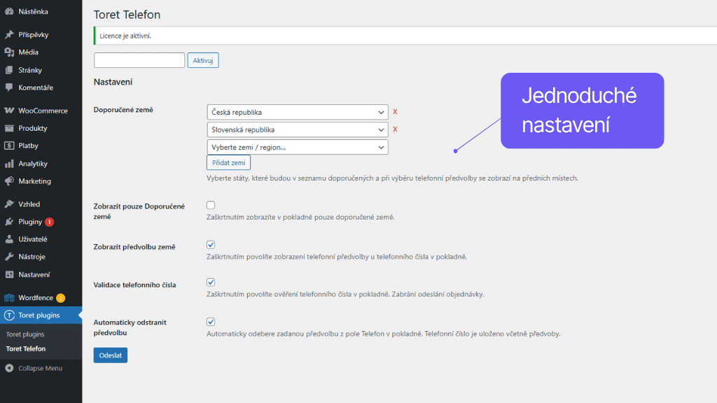 Plugin Telefón pre WooCommerce - nastavenie