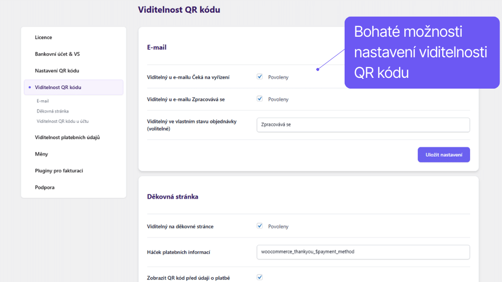 WooCommerce plugin QR kódy - nastavenie QR kódu (2)