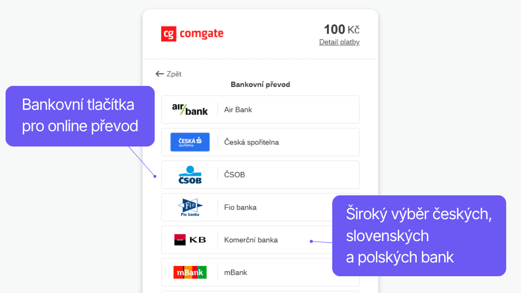 Platobná brána Comgate pre WooCommerce - bankové tlačidlá