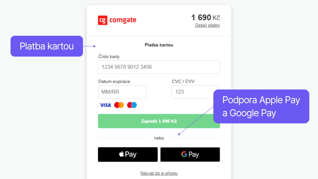 Platobná brána Comgate pre WooCommerce - platba kartou