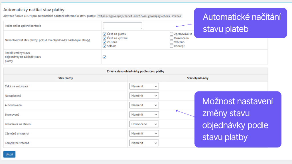Plugin Toret GP webpay pre WooCommerce - nastavenie