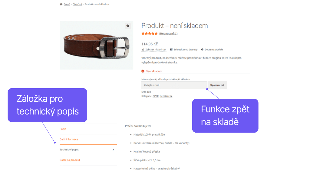 Plugin Toret Toolkit pre WooCommerce - funkcie pre produkt (3)