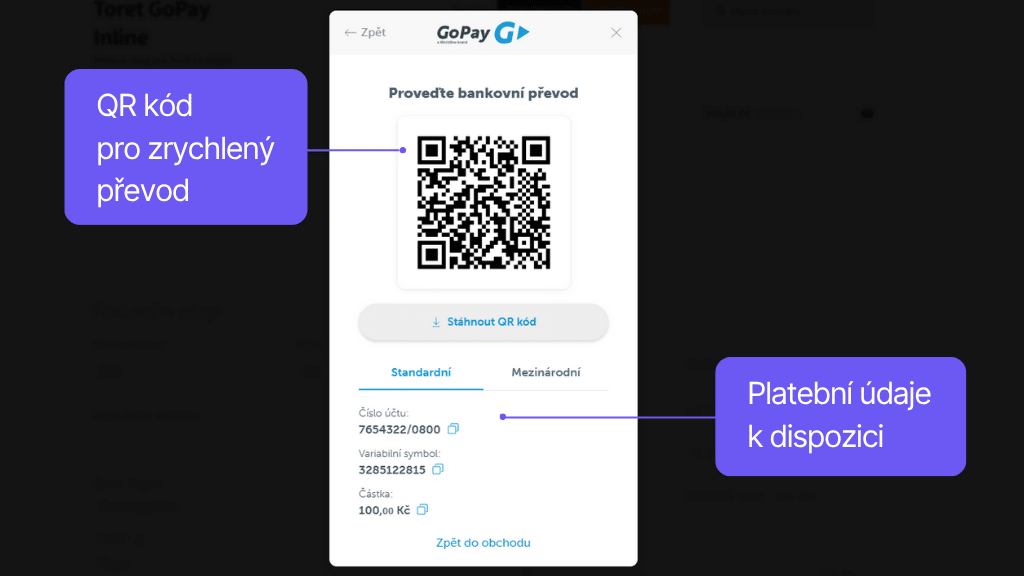 Plugin GoPay pre WooCommerce - QR prevod