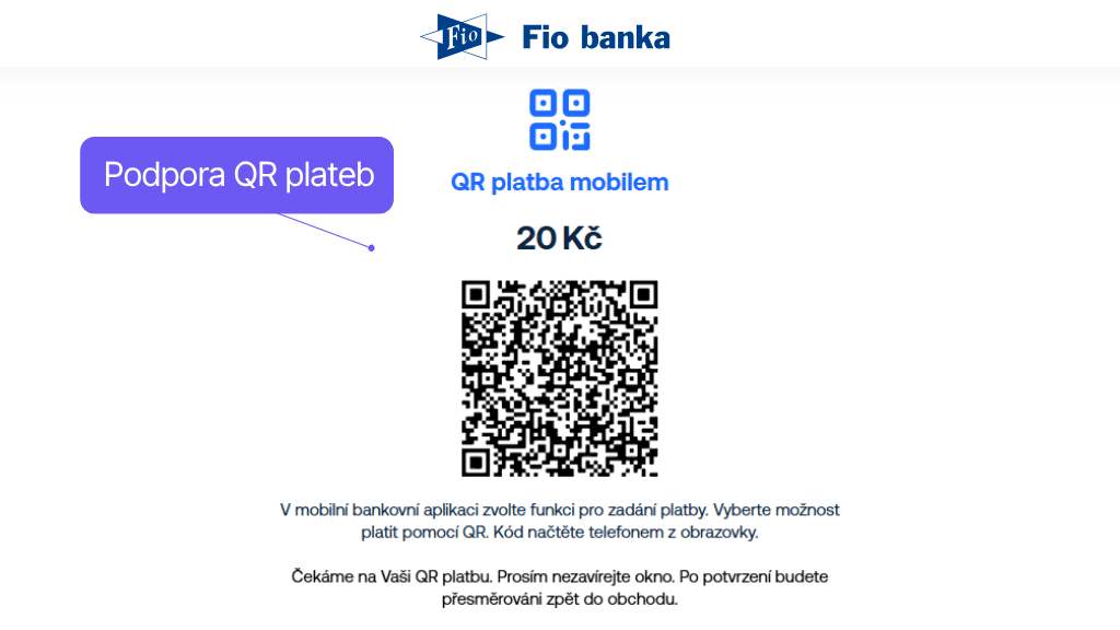 Toret Fio banka - QR platby