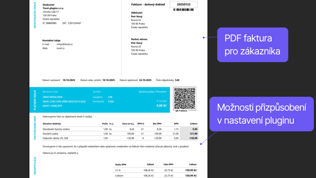 WooCommerce plugin iDoklad - faktúra