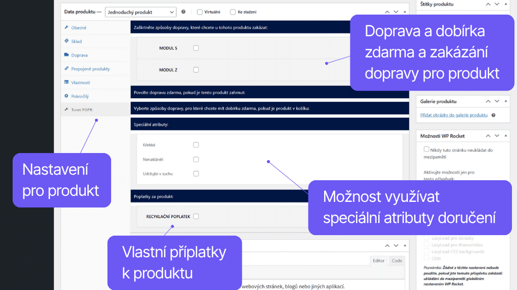 Plugin Toret FOFR pre WooCommerce - nastavenie pre produkt