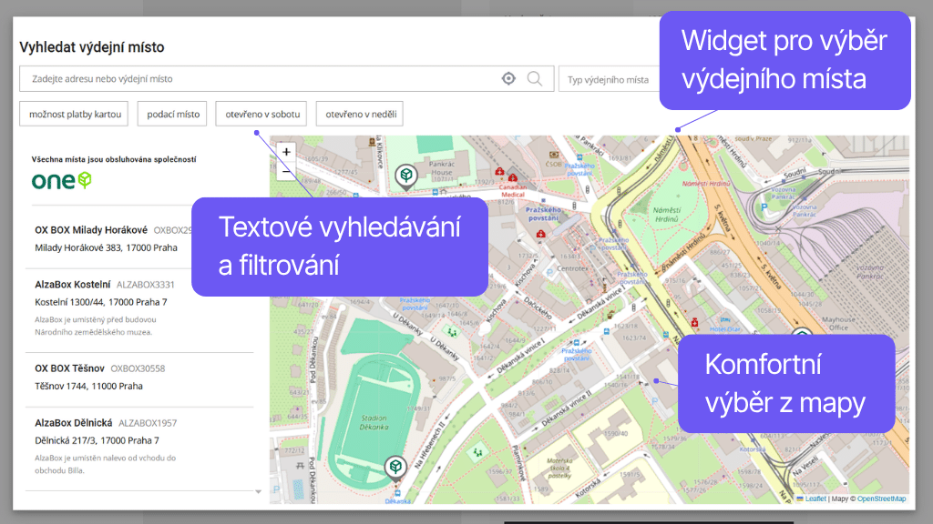 Plugin Toret One by Allegro pre WooCommerce - widget s mapou
