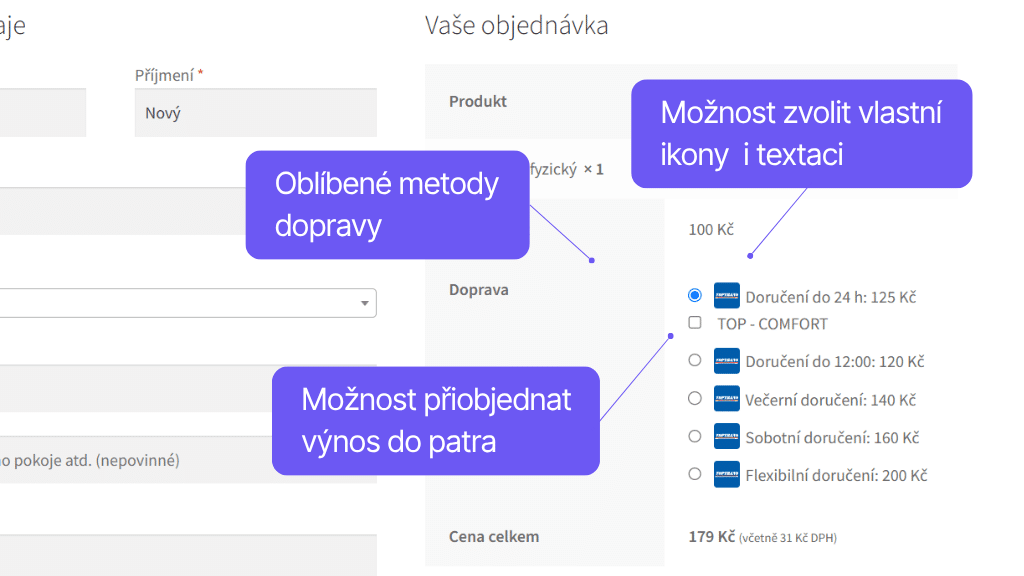 Plugin Toret TOPTRANS pre WooCommerce - zobrazenie v pokladni