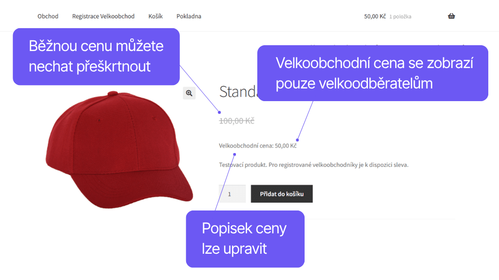 Plugin Toret Veľkoobchod pre WooCommerce - zobrazenie pri produkte