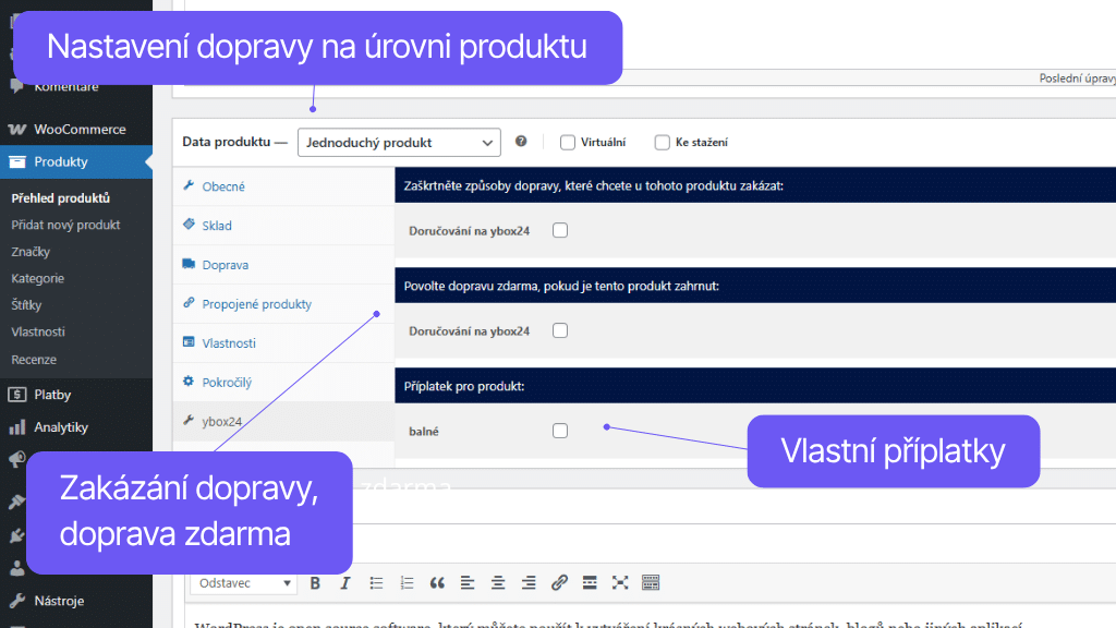 Plugin Toret ybox24 pre WooCommerce - nastavenie pre produkt
