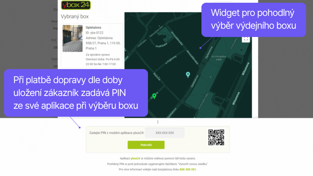 Plugin Toret ybox24 pre WooCommerce - widget s mapou