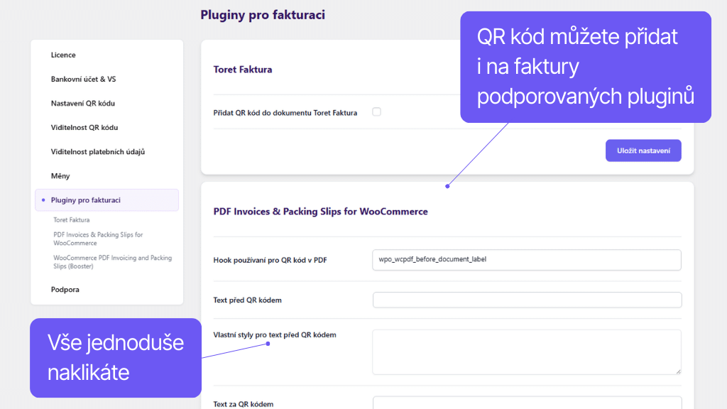 WooCommerce plugin QR kódy - nastavenie zobrazenia na faktúre