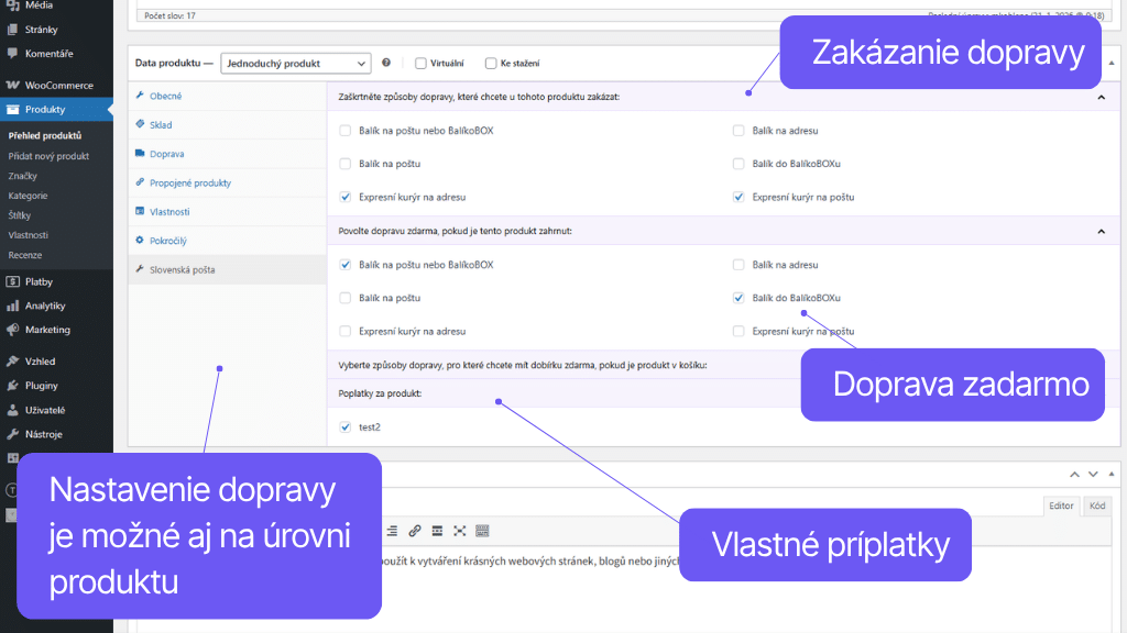 Plugin Toret Slovenská pošta - nastavenie pre produkt