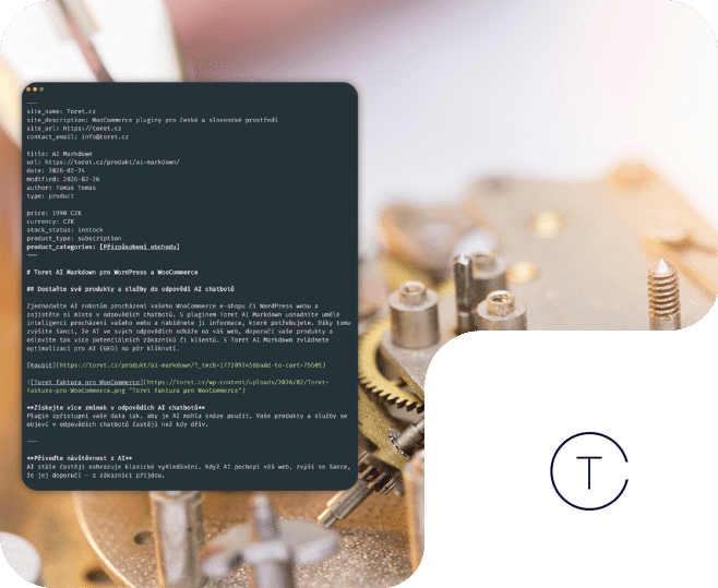 Toret AI Markdown pre WordPress a WooCommerce