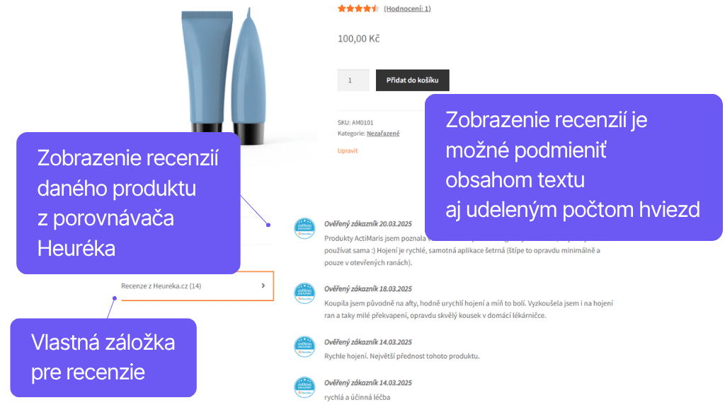 Toret plugin Porovnávače tovaru pre WooCommerce - zobrazenie recenzií produktu z porovnávačov na produktovej stránke