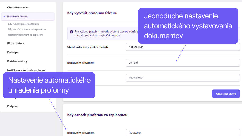 WooCommerce plugin Fakturoid - nastavenie automatizácie